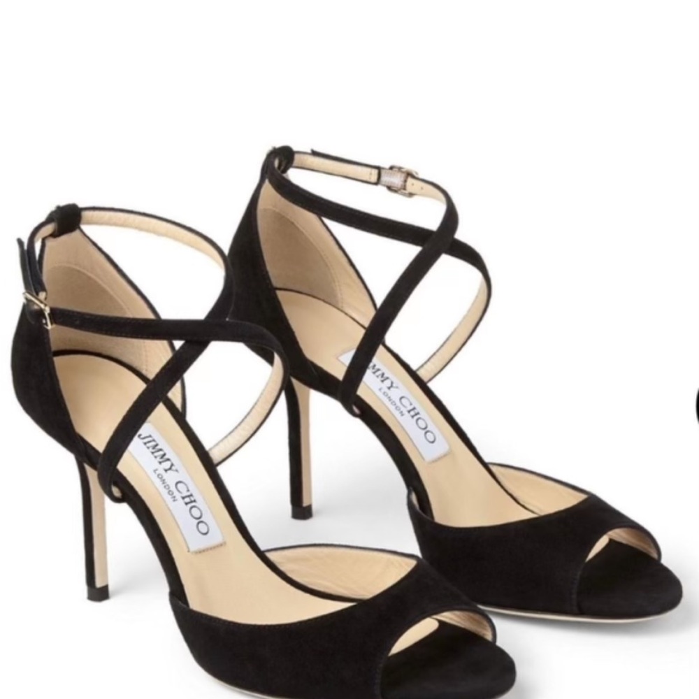Jimmy Choo size 39.5 excellent condition black suede/leather evening shoe